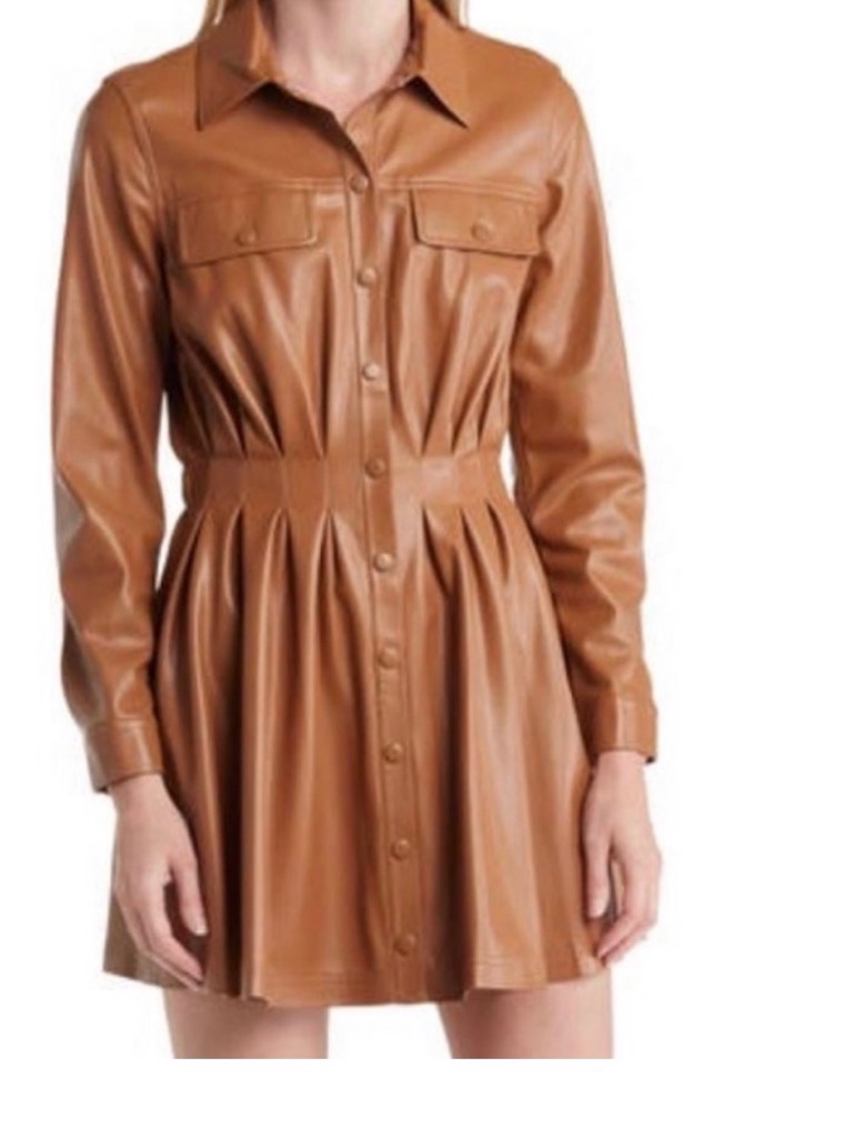 Alice+Olivia Malina Vegan Leather Shirt Dress